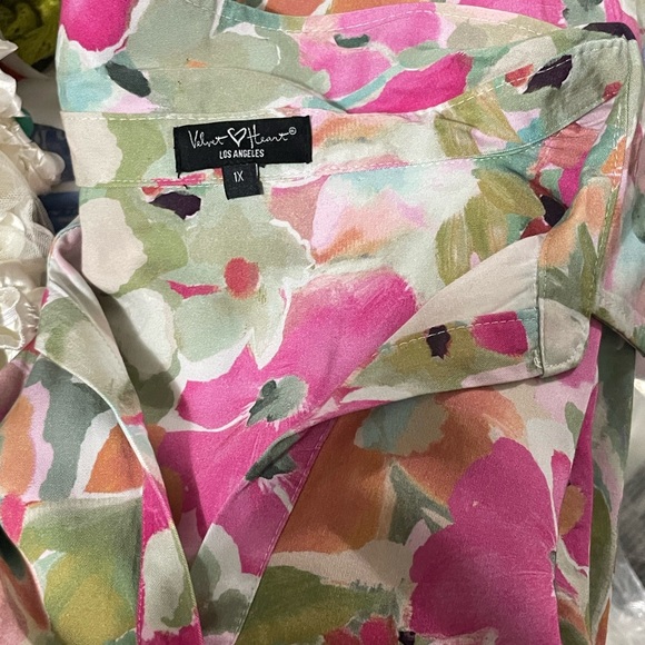 Velvet Heart Water Colors Sleeveless Collar V Neck Tencel Summer dress sz 1X - Picture 6 of 15